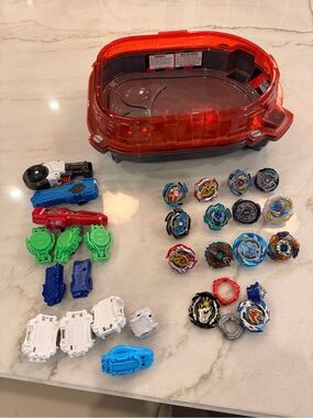Kids Beyblade Burst Lot Stadium Launchers 12 Complete Beyblades + Parts Bundle